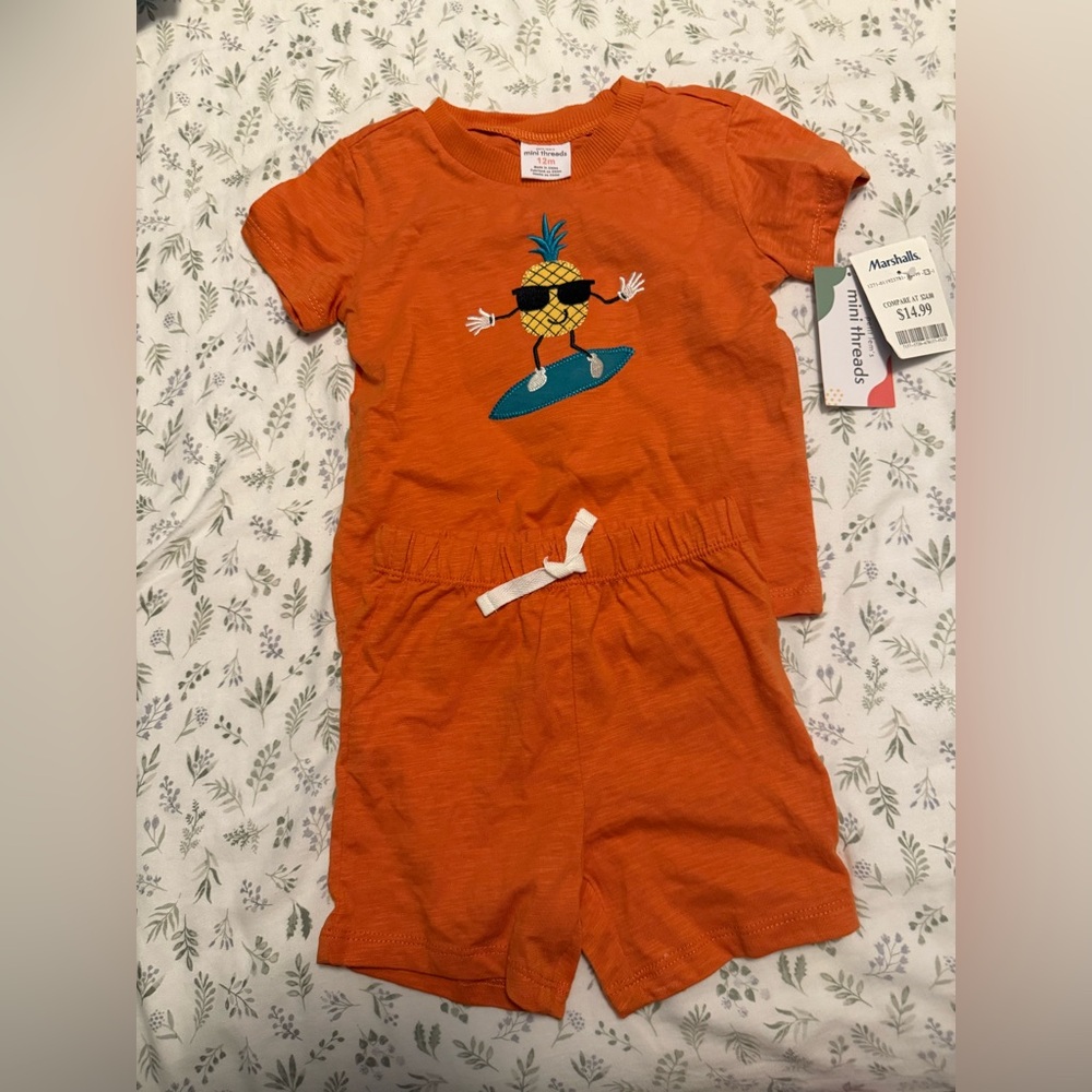 Marshalls Orange Kids Pajama Set with Pineapple